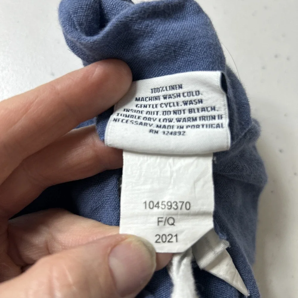 Serena & Lily Full/Queen Duvet Solid Blue 100% Linen 1 euro sham **READ